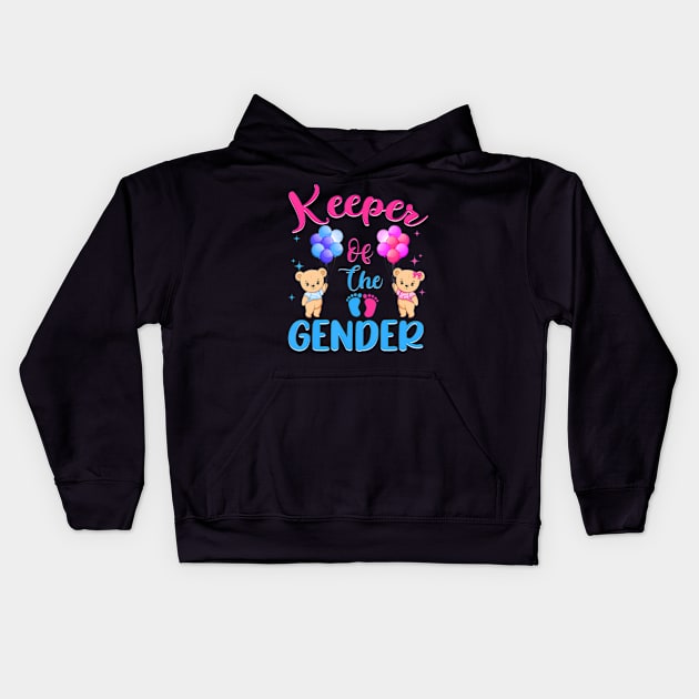 Keeper Of The Gender Reveal Baby Bear Balloons Kids Hoodie by Eduardo